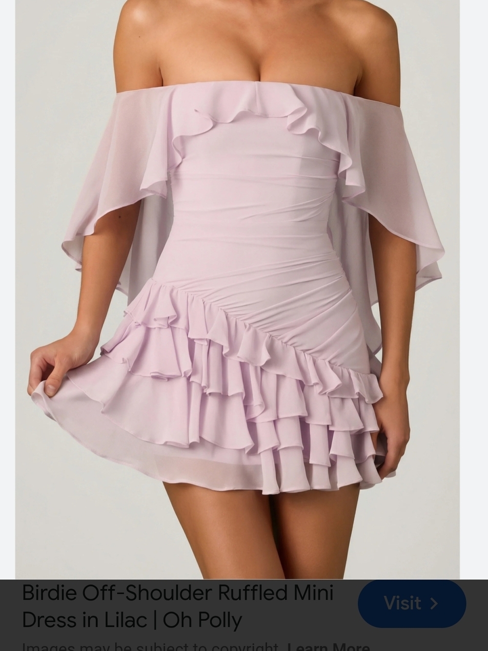 Oh Polly Off-Shoulder Ruffled Mini Dress - Lilac